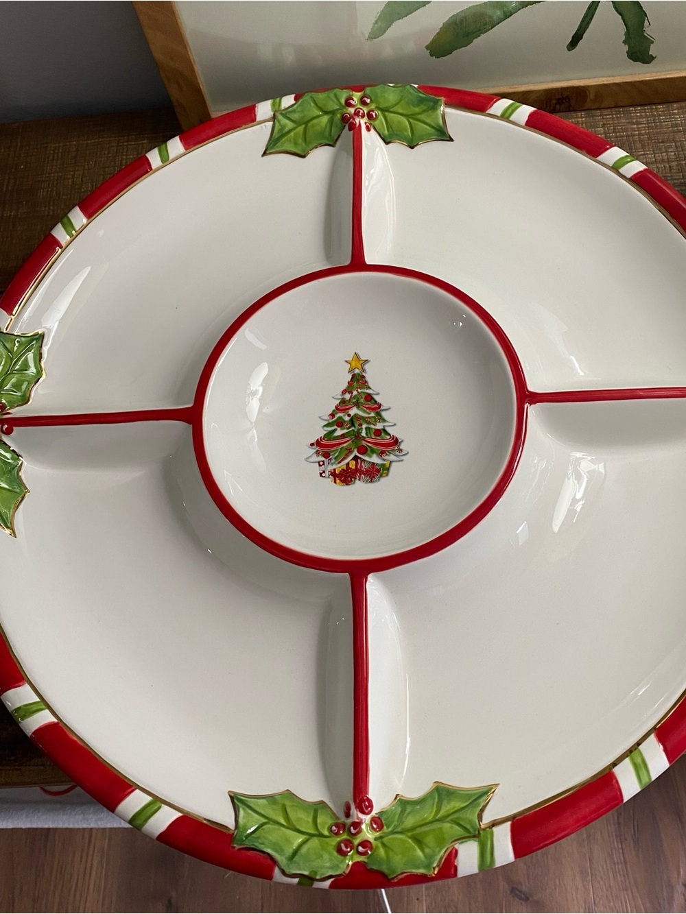 CHRISTOPHER RADKO Sectioned Serving Platter with Christmas Tree